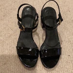 Tory Burch black patent sandals